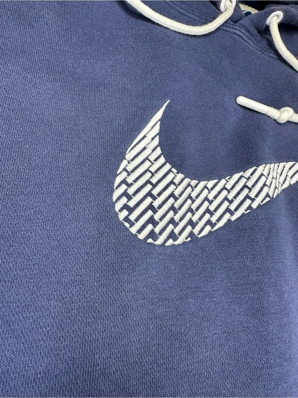 Nike Hoodie Y2K Swoosh Pull Over Sweatshirt Navy White Pockets Men’s M